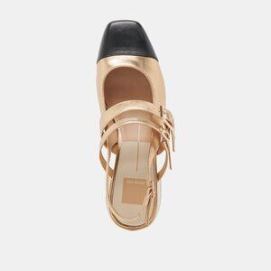 NEW DOLCE VITA Crinkle Patent Leather Patsy Heels in multi gold 725 3j7